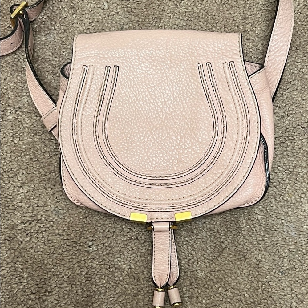 Chloe Light Pink Marcie small Saddle Bag